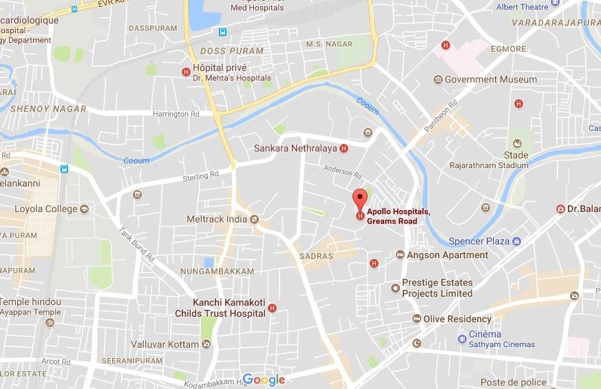 Apollo szpitala nungambakkam Chennai, który mapie