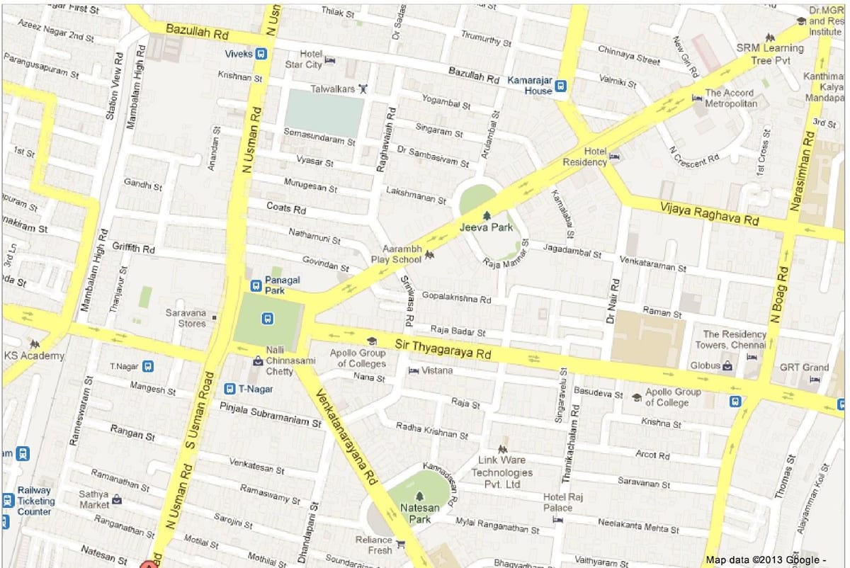 mapa miasta тиагараянагар