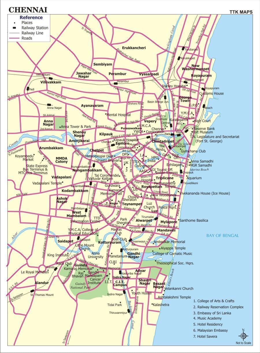 mapa Chennai atrakcji turystycznych