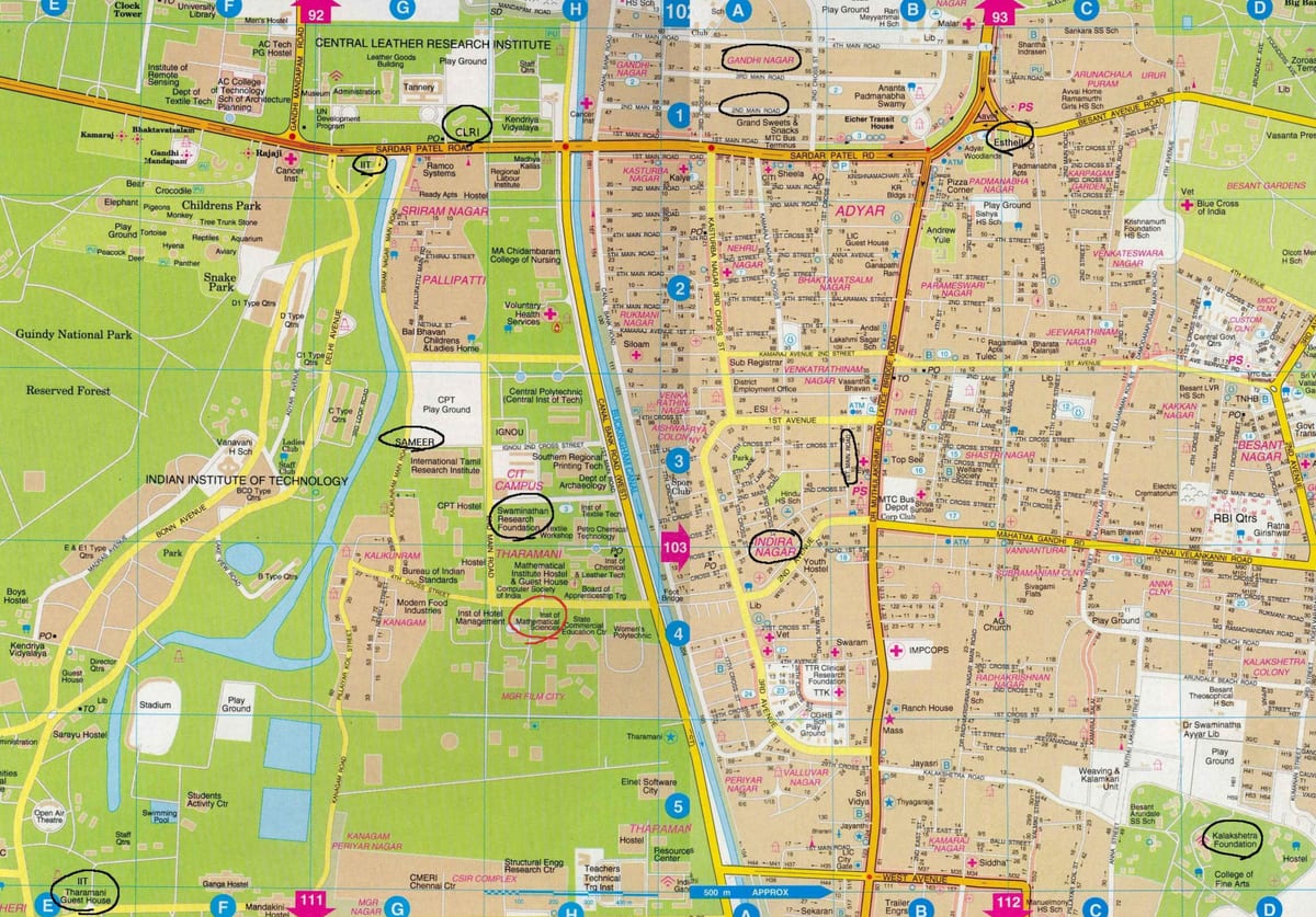 szczegółowa mapa Chennai
