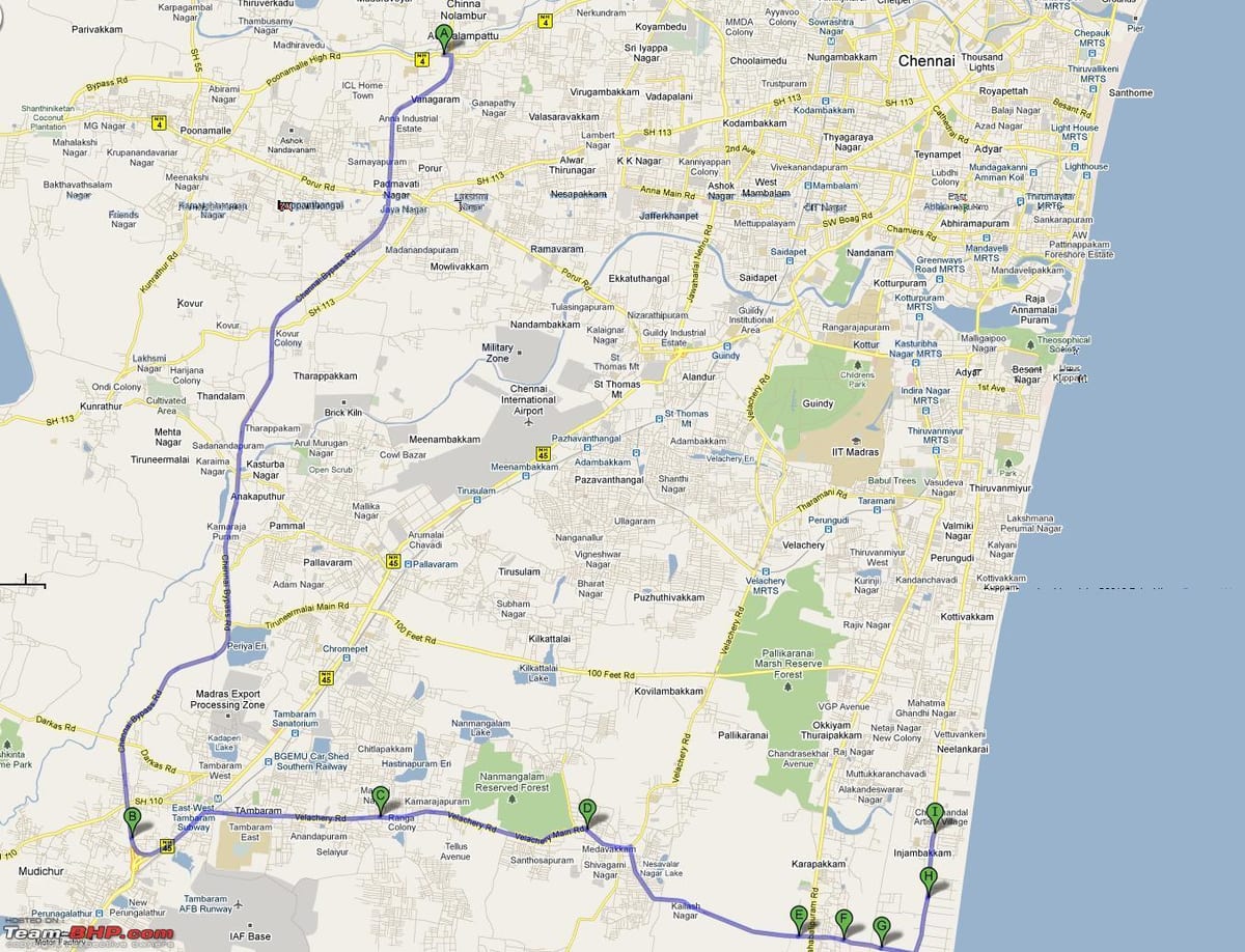 mapa trasy Chennai