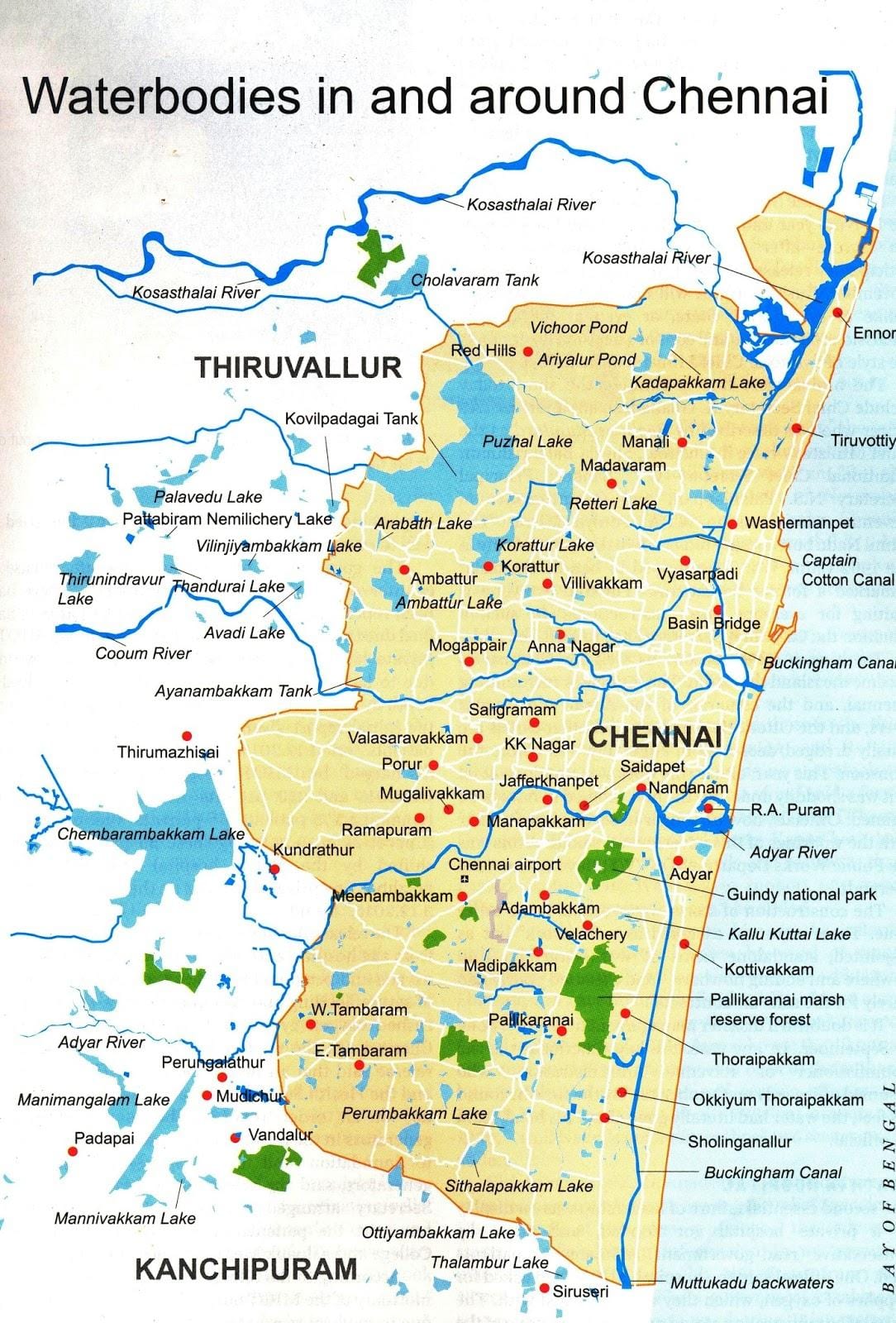Tel chennai wody na mapie