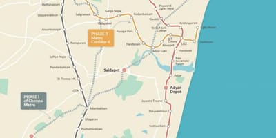 Metra Dworzec odcinek trasy Chennai mapa 2