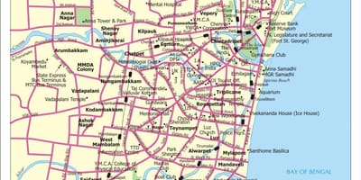 Madras mapa z ulicami