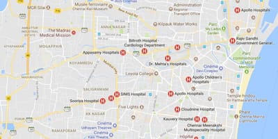 Mapa Chennai szpitala 